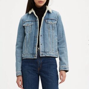 Levi's Blue Jean Jacket with White Sherpa Collar